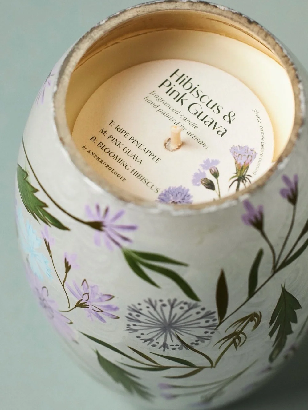 Anthropologie Mari fruity hibiscus and pink guava glass candle, NEW!!